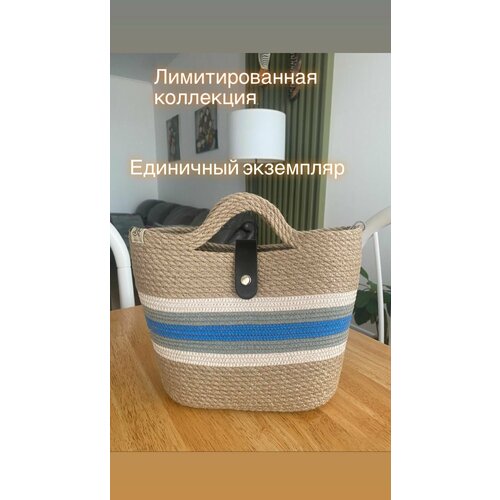 фото Сумка кросс-боди нежный плед, фактура плетеная, бежевый, бирюзовый