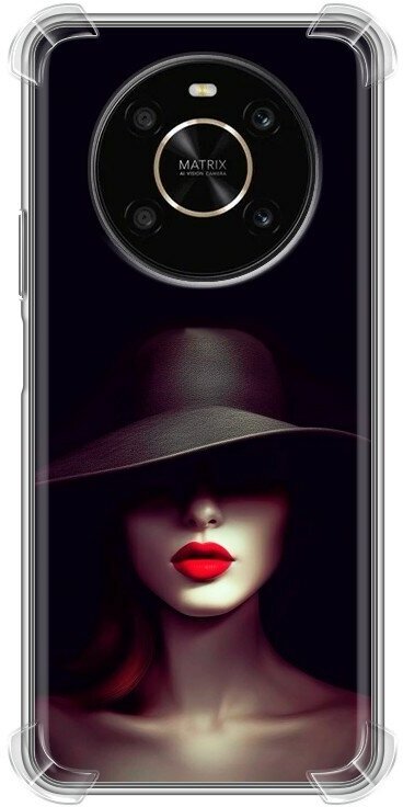 Дизайнерский силиконовый с усиленными углами чехол для Хуавей Хонор Х9 / Huawei Honor X9 Девушка в шляпе