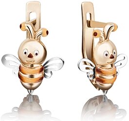 Серьги Пчёлки из комбинированного золота 02-4042-00-000-1111-65 PLATINA jewelry