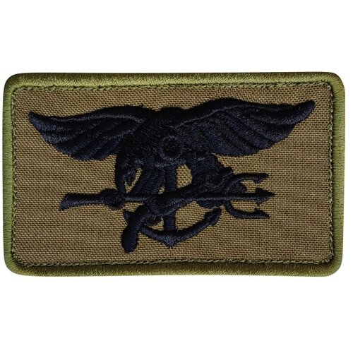 Нашивка на одежду на липучке, Стежкофф Navy SEALs , оливковый, 9х5,5 см нашивка на одежду на липучке стежкофф знамя генерала бакланова оливковый 8 5 см