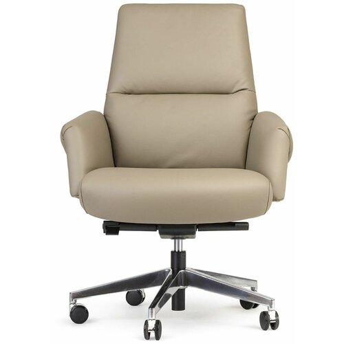 Кресло руководителя, кресло компьютерное бенуа М, натуральная кожа, бежевая