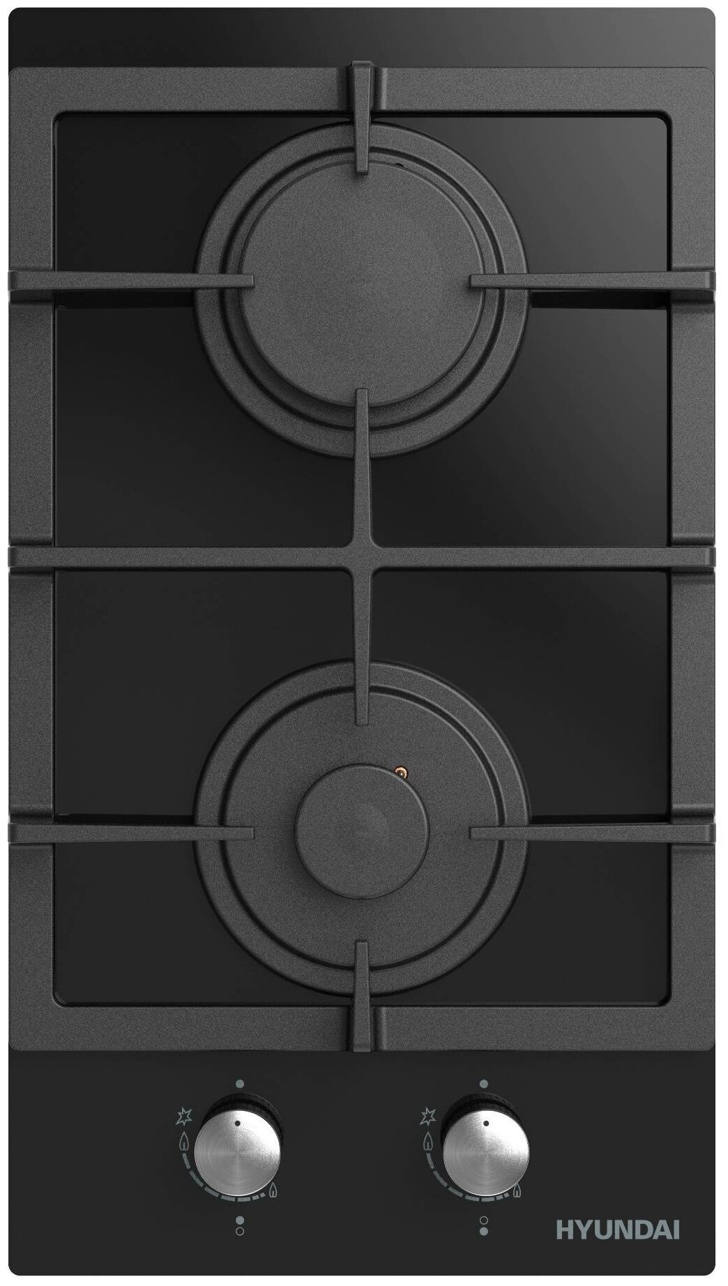 фото Газовая варочная поверхность Hyundai HHG 3235 BG, 30 см, с автоподжигом, закаленное стекло, черная