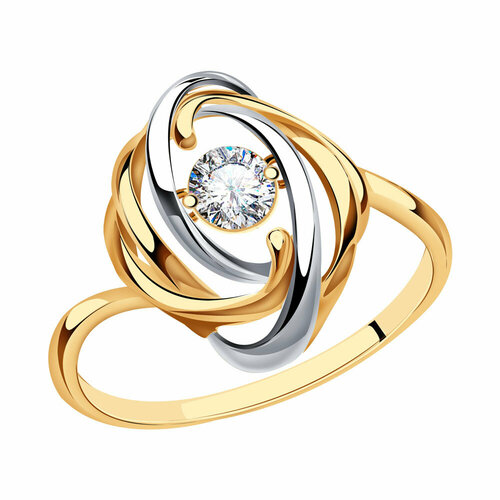 фото Кольцо diamant online, золото, 585 проба, фианит, размер 17
