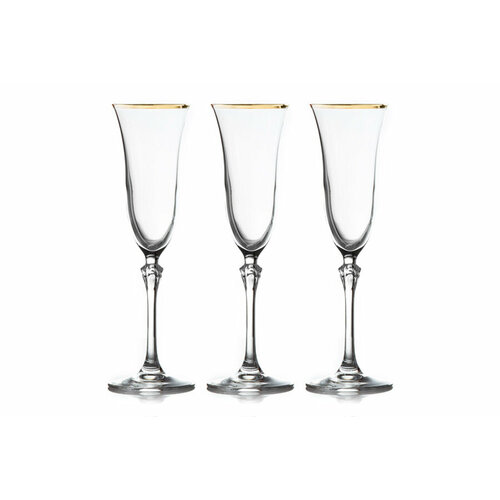Набор бокалов для шампанского, Gemma золото, 0,15 л, 6 шт, La Reine, LR-036