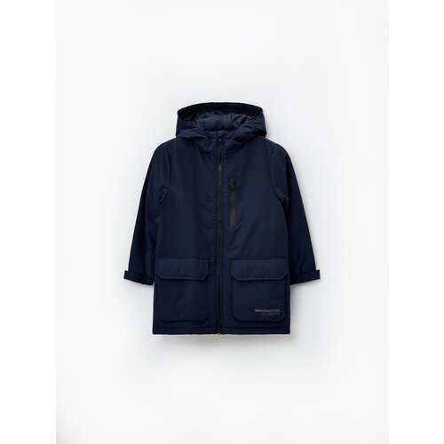 Куртка Sela демисезонная, карманы, несъемный капюшон, подкладка, водонепроницаемая, размер 158, синий