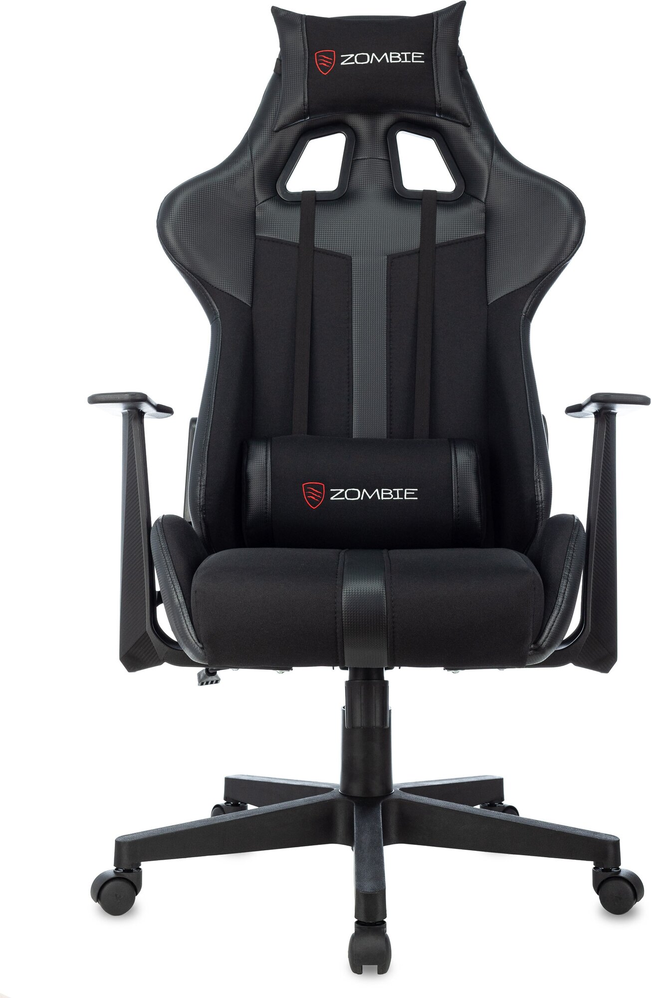 Кресло игровое Zombie Defender II черный/карбон текстиль/эко.кожа крестов. пластик - фотография № 2