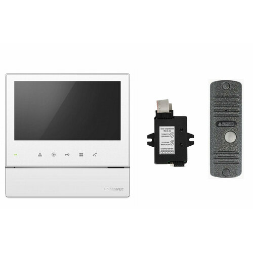 Комплект видеодомофона и вызывной панели COMMAX CDV-70HM2 (Белый) / AVC 305 (Серебро) + Модуль XL Для цифрового подъездного домофона