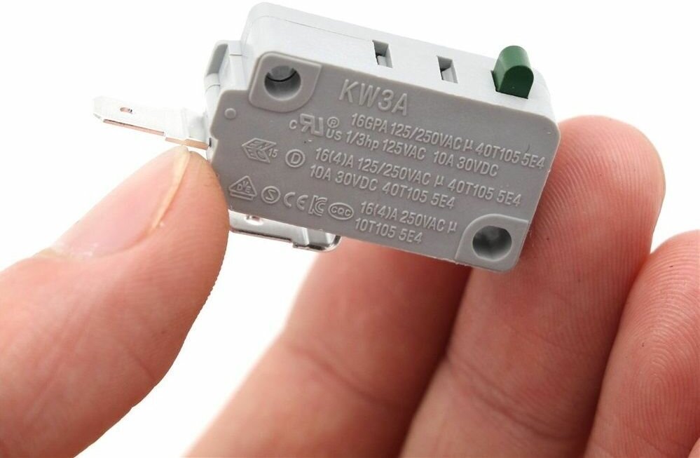 Микровыключатель концевик KW3A 125 В/250 в 16 А нормально разомкнутый для микроволновой печи, водонагревателя, аэрогриля и других приборов - фотография № 2