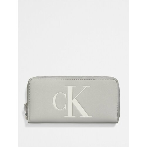 Кошелек CALVIN KLEIN, на молнии, 2 отделения для банкнот, отделения для карт и монет, серый