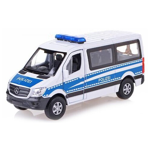 Полицейский автомобиль Welly Mercedes-Benz Sprinter (43731P) 1:50, 14 см, белый welly модель машины 1 50 mercedes benz sprinter 43731