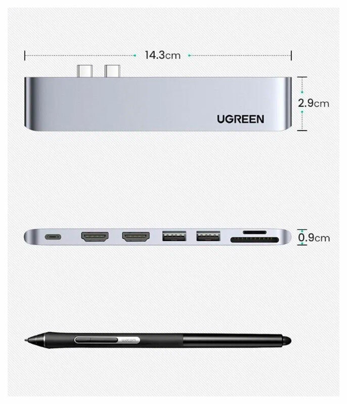 USB-концентратор UGreen 80856 разъемов: 5