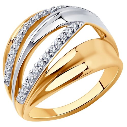 фото Diamant кольцо из золочёного серебра с фианитами 93-110-00493-1, размер 16.5