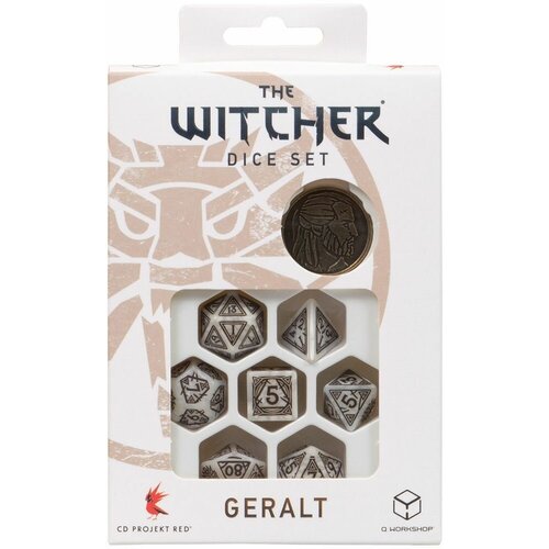 Набор кубиков для настольных ролевых игр Q-Workshop The Witcher Dice Set Geralt – The White Wolf, 7 шт. мешочек для кубиков для настольных ролевых игр the witcher dice bag dandelion the stars above the path