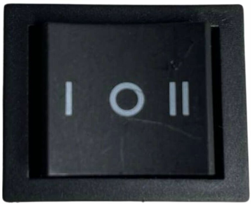 фото Переключатель клавишный KCD4 Схема переключения ON-OFF-ON, DPDT Тип С вогнутая Черная