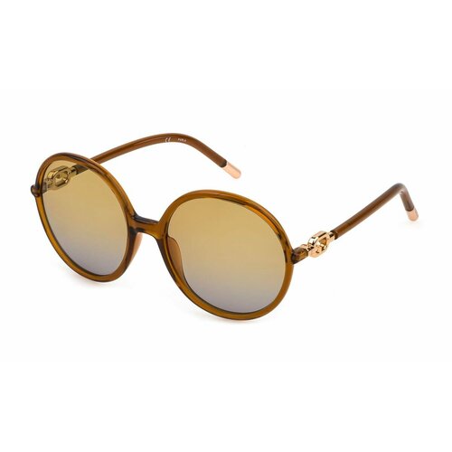 Солнцезащитные очки FURLA, круглые, оправа: пластик, для женщин, коричневый