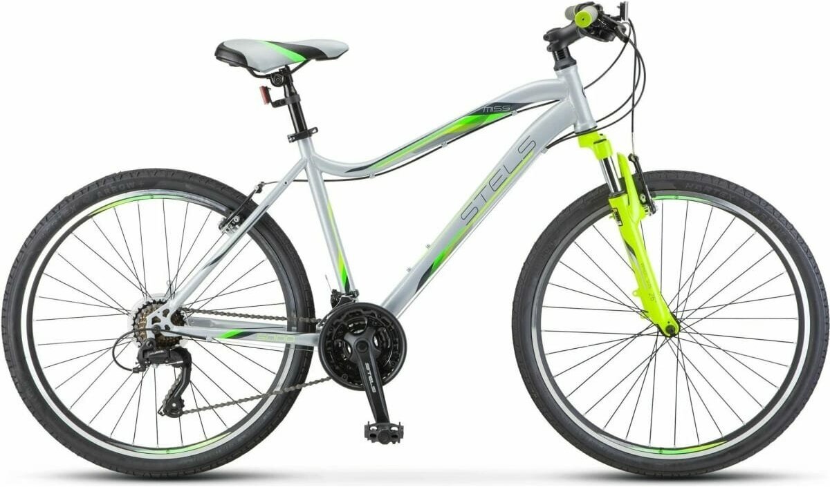 Велосипед Stels Miss 5000 V 26 V050 (2021) 18 серебристый/салатовый (требует финальной сборки)