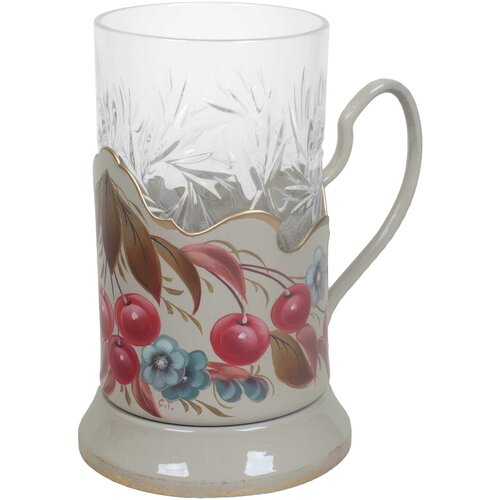 Жостовская фабрика декоративной росписи Подстаканник Кольчугинский мельхиор с росписью Жостово