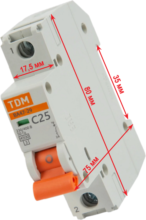 Автоматический выключатель TDM ELECTRIC ВА 47-29 (C) 4,5kA 25 А