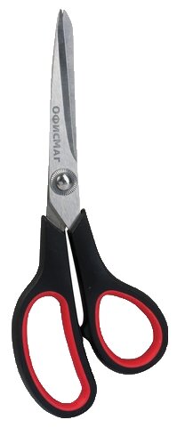 Ножницы офисмаг "Soft Grip", 190 мм, резиновые вставки, черно-красные, 3-х стор. заточка, 236456