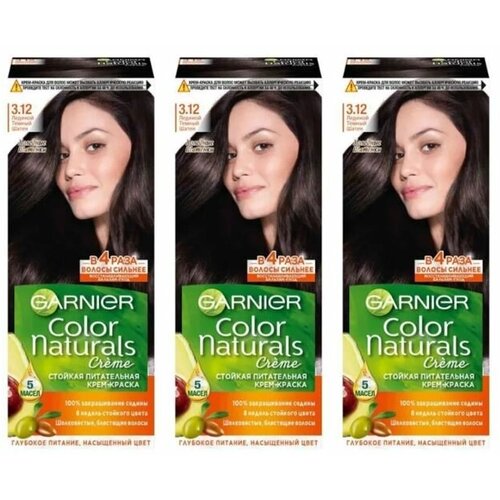 GARNIER Краска для волос Color Naturals 3.12 Ледяной Темный Шатен, набор 3шт краска для волос garnier color naturals 3 12 ледяной темный шатен c6411500