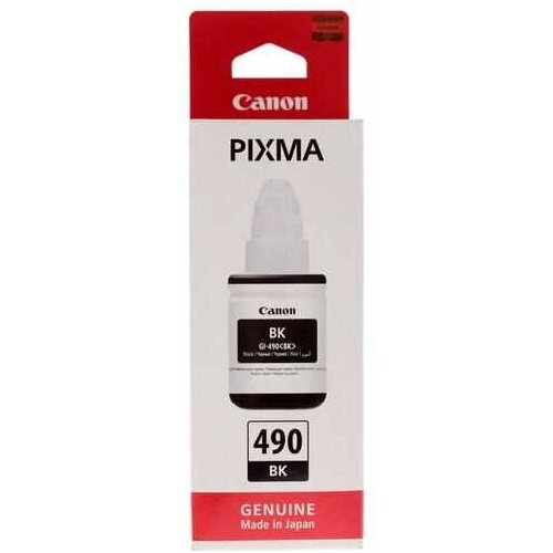 чернила canon gi 490 bk 0663c001 для pixma g1400 g2400 g3400 135мл чёрные Чернила водорастворимые Canon GI-490 BK матовый черный