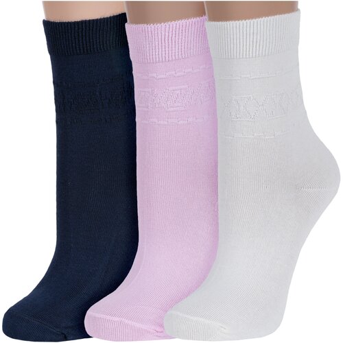 фото Носки rusocks, 3 пары, размер 25, розовый, белый, синий