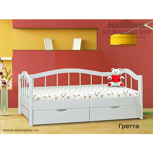 Односпальная кровать из массива сосны Гретта 90х200 см габариты 100х210 см цвет белая эмаль 28700₽