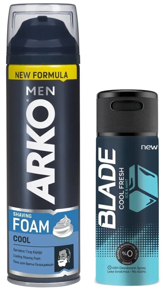 ARKO Men Набор Cool пена для бритья 200 мл + дезодорант BLADE 150 мл