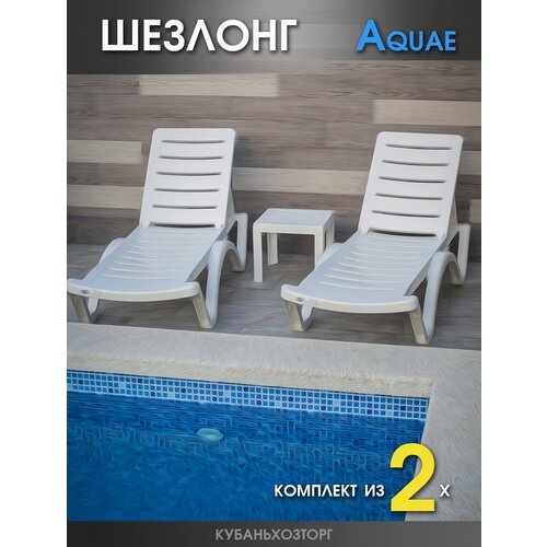 Шезлонг пластиковый Комплект из 2-х штук. Elfplast AQUA 187х60х31 см / лежаки и шезлонги / для дачи пляжа. Белый