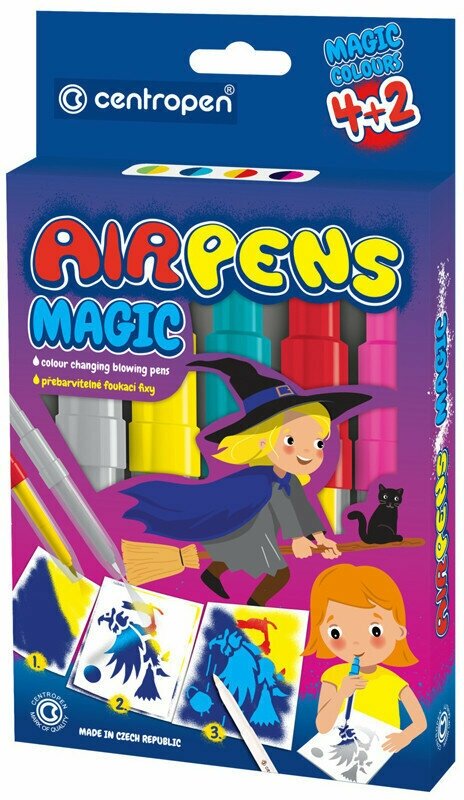 Фломастеры воздушные Centropen "AirPens Magic", 04цв.+2, картон. упаковка, европодвес, 335992