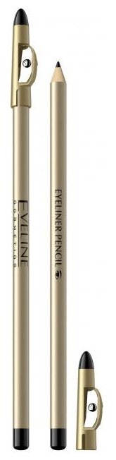 Карандаш для глаз EVELINE EYELINER PENCIL с точилкой водостойкий тон черный