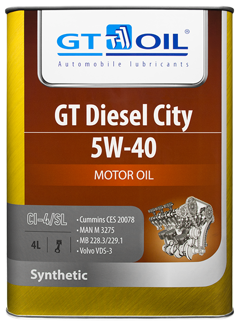 Масло моторное 5w40 gt oil 4л синтетика gt diesel city, gt oil, 8809059408001