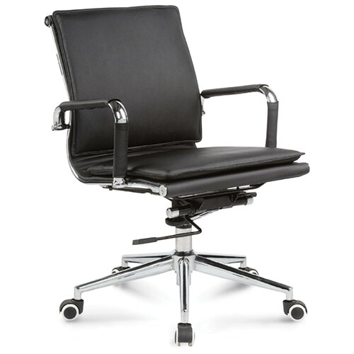 Офисное кресло для персонала NORDEN харман LB / (BLACK) Хром / Черная Экокожа