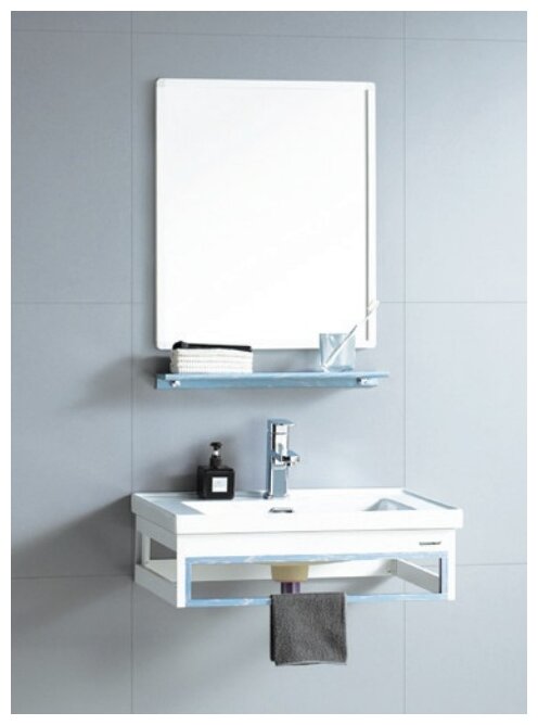 Комплект мебели для ванной River LAURA 705, белый/голубой