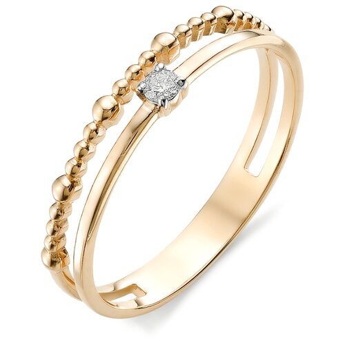 фото Алькор кольцо с бриллиантом из из красного золота 12394-100, размер 16.5