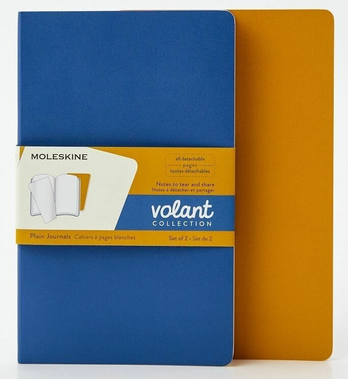 Блокнот Moleskine VOLANT Large 130х210мм 96стр. нелинованный мягкая обложка синий/желтый янтарный (2 6 шт./кор. - фото №6