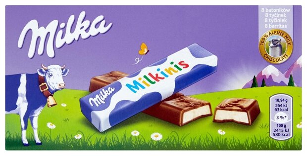 Шоколад Milka Milkinis молочный с молочной начинкой порционный, 87.5 г