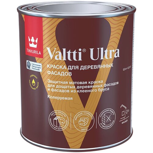 Краска для деревянных фасадов Tikkurila Valtti Ultra, матовая, база А, белая, 0,9 л