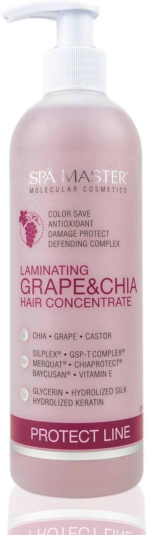 SPA MASTER PROFESSIONAL Ламинирующий концентрат для защиты волос Protect Line Laminating Grape & Chia Hair Concentrate 330мл