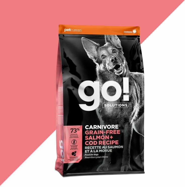 GO! Carnivore Grain-Free Сухой беззерновой корм для собак, укрепление мышц, Лосось и Треска 5.44кг