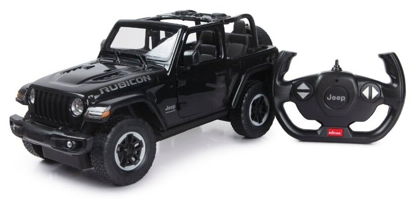 Машинка на радиоуправлении Rastar Jeep Wrangler JL (арт.79400), 1:14 (31см). Двери открываются. Черная