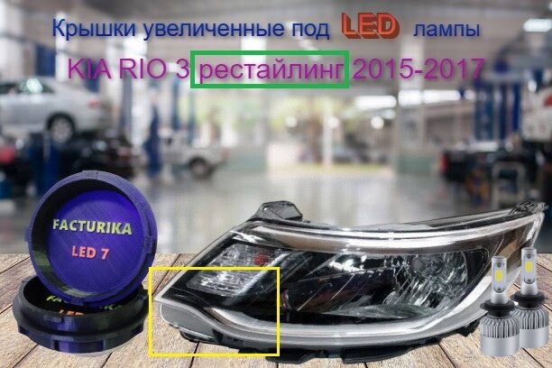 Крышки фар Kia Rio 4 под Led лампы