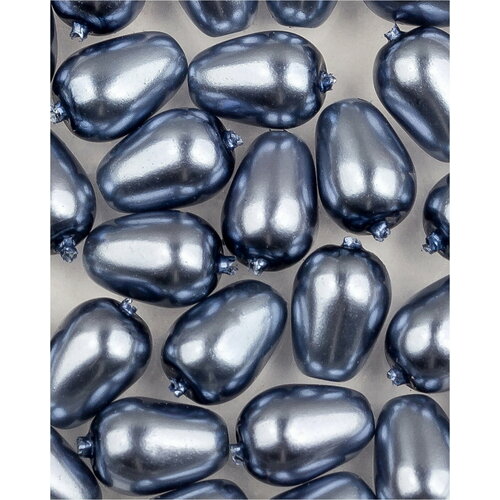 Стеклянные чешские бусины, каплеобразный жемчуг, Teardrop Glass Pearls, 7x5 мм, цвет Persian Blue, 30 шт.