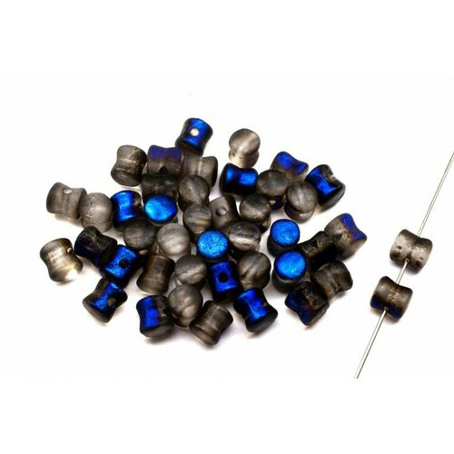 Бусины Pellet beads 6х4мм, отверстие 0,5мм, цвет 00030/22283 Crystal/Azuro, Etched, 732-033, 10г (около 60шт) бусины rizo 6х2 5мм отверстие 0 8мм цвет 00030 22283 crystal azuro full etched 753 045 10г около 150шт