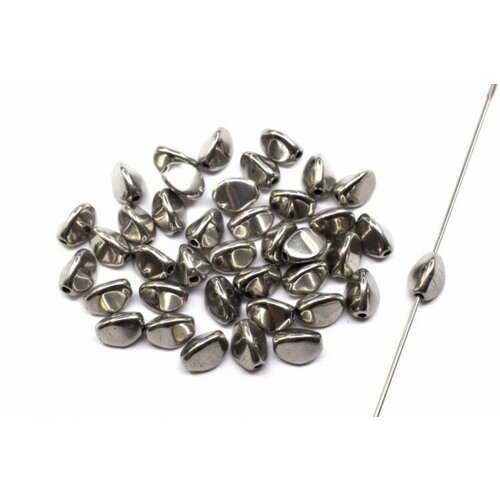 Бусины Pinch beads 5х3мм, отверстие 0,8мм, цвет 23980/27500 никель глянцевый, 755-100, 10г (около 117шт)