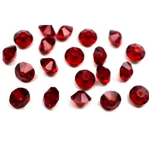 Бусины биконусы хрустальные 5х3мм, цвет RUBY, 750-004, 10шт