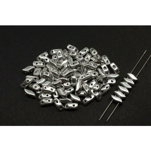 Бусины StormDuo 7х3мм, отверстие 0,8мм, цвет 00030/27000 серебро, 752-032, 10г (около 70шт)
