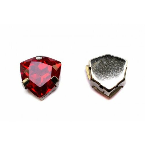 Кристалл Триллиант в оправе 12мм, цвет red/серебро, стекло, 43-335, 1шт