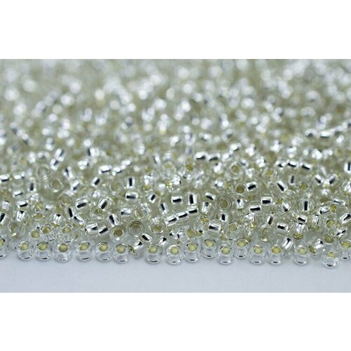 фото Бисер японский toho круглый 8/0 #0021 хрусталь, серебряная линия внутри, 10 грамм