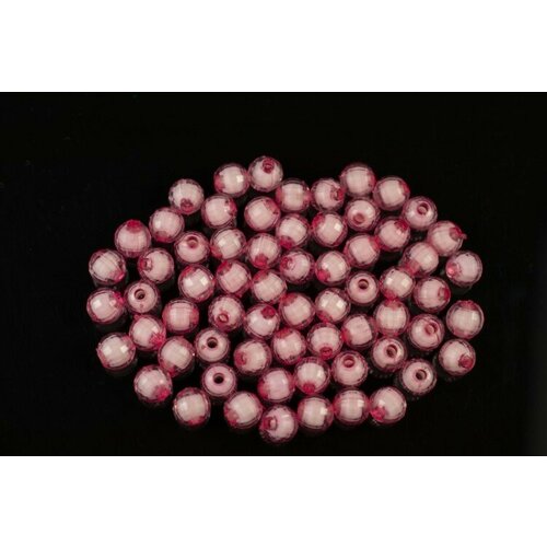 Бусины акриловые круглые граненые 8мм, отверстие 2мм, цвет розовый, 540-249, 10г (около 40шт) сердолик круглые граненые 8мм бусы длиной 52см